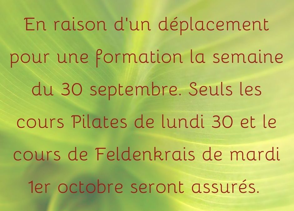 Modification des horaires de cours la semaine du 30 septembre