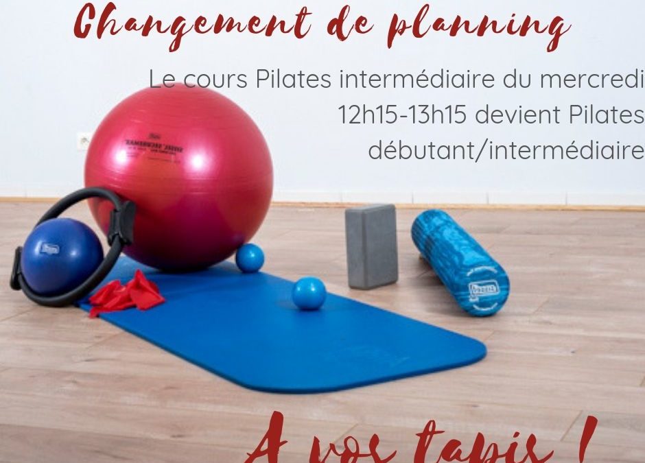 Modification cours Pilates mercredi 12h15