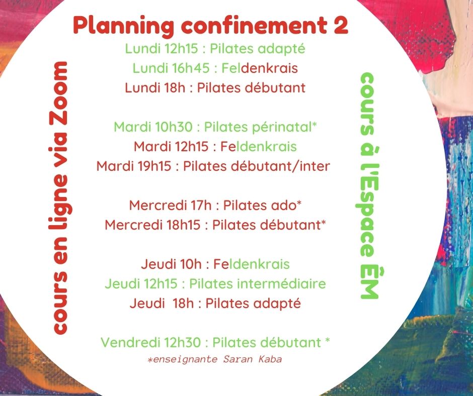 Planning semaine du 9 novembre